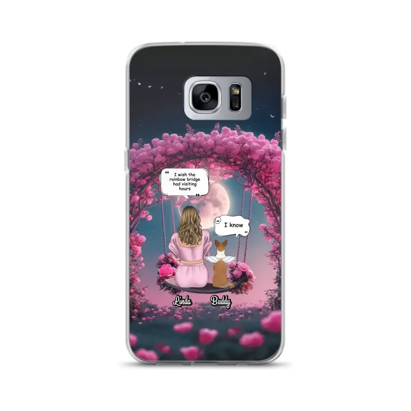 Custom Memorial Dog Mom Phone Case - Up to 4 Dogs - Memorial Gift Idea For Dog Owners - I Wish The Rainbow Bridge Had Visiting Hours - Case For iPhone/Samsung