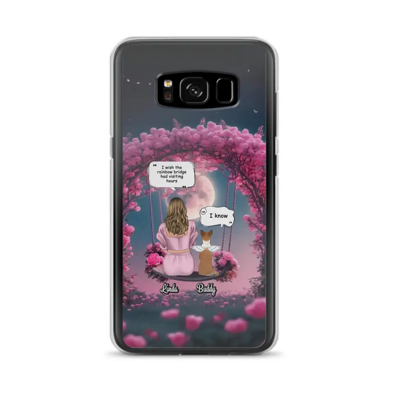Custom Memorial Dog Mom Phone Case - Up to 4 Dogs - Memorial Gift Idea For Dog Owners - I Wish The Rainbow Bridge Had Visiting Hours - Case For iPhone/Samsung