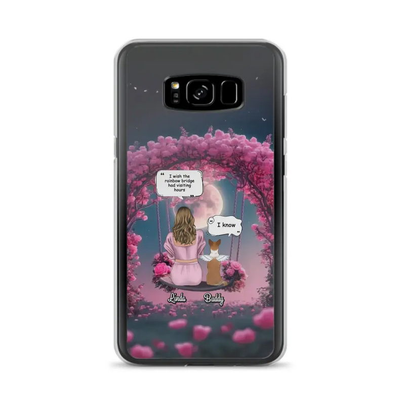 Custom Memorial Dog Mom Phone Case - Up to 4 Dogs - Memorial Gift Idea For Dog Owners - I Wish The Rainbow Bridge Had Visiting Hours - Case For iPhone/Samsung