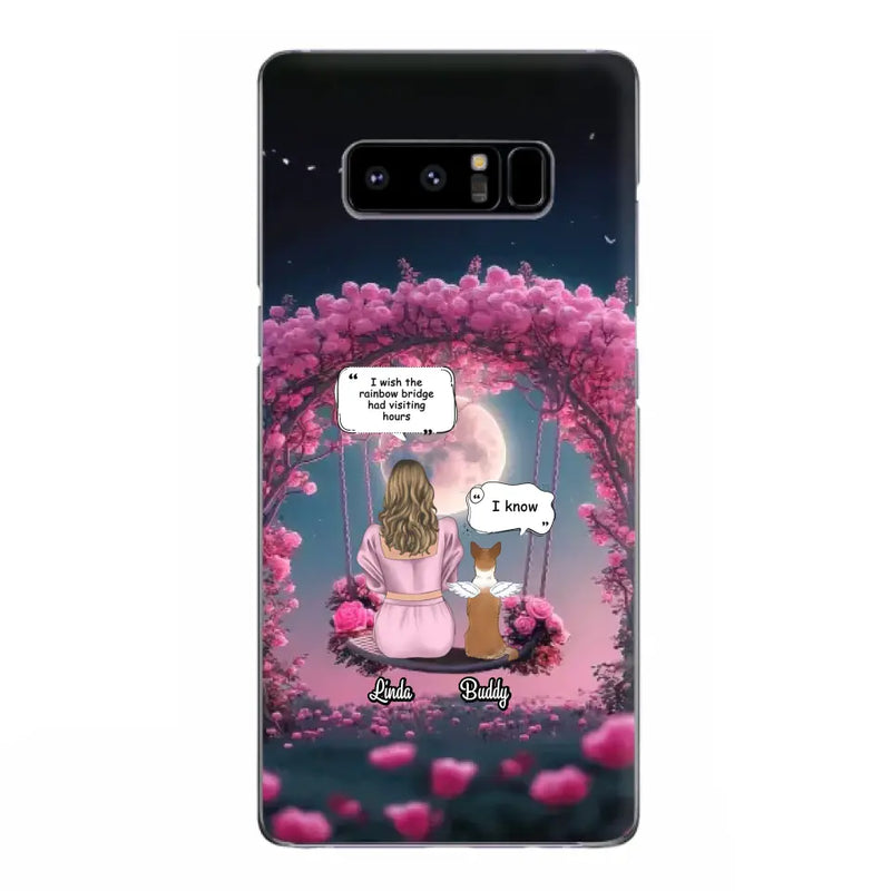 Custom Memorial Dog Mom Phone Case - Up to 4 Dogs - Memorial Gift Idea For Dog Owners - I Wish The Rainbow Bridge Had Visiting Hours - Case For iPhone/Samsung