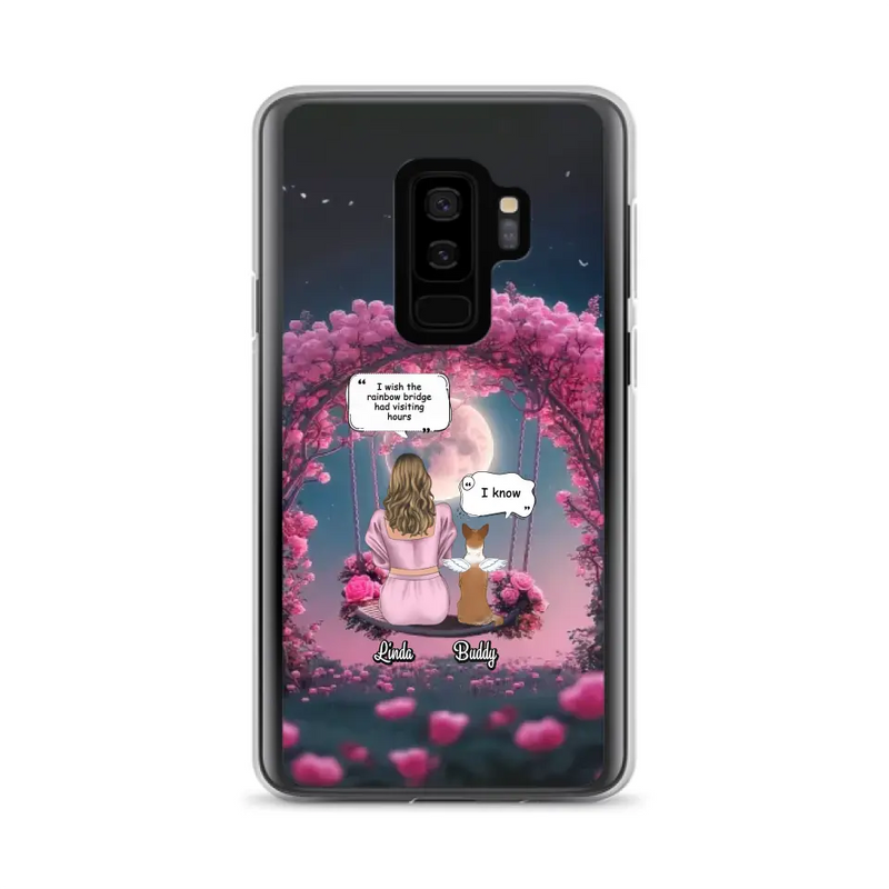 Custom Memorial Dog Mom Phone Case - Up to 4 Dogs - Memorial Gift Idea For Dog Owners - I Wish The Rainbow Bridge Had Visiting Hours - Case For iPhone/Samsung