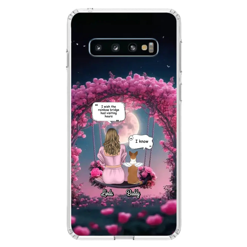 Custom Memorial Dog Mom Phone Case - Up to 4 Dogs - Memorial Gift Idea For Dog Owners - I Wish The Rainbow Bridge Had Visiting Hours - Case For iPhone/Samsung