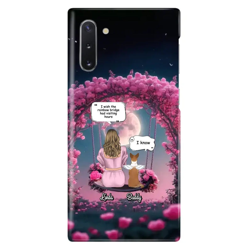 Custom Memorial Dog Mom Phone Case - Up to 4 Dogs - Memorial Gift Idea For Dog Owners - I Wish The Rainbow Bridge Had Visiting Hours - Case For iPhone/Samsung