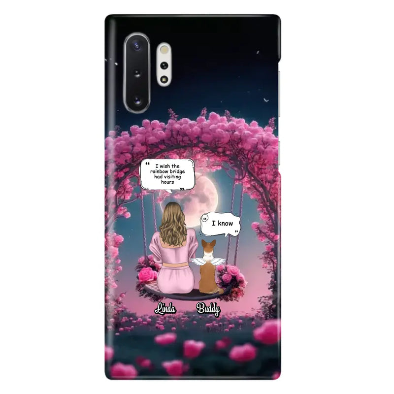 Custom Memorial Dog Mom Phone Case - Up to 4 Dogs - Memorial Gift Idea For Dog Owners - I Wish The Rainbow Bridge Had Visiting Hours - Case For iPhone/Samsung