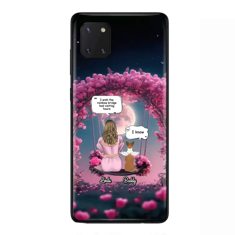 Custom Memorial Dog Mom Phone Case - Up to 4 Dogs - Memorial Gift Idea For Dog Owners - I Wish The Rainbow Bridge Had Visiting Hours - Case For iPhone/Samsung