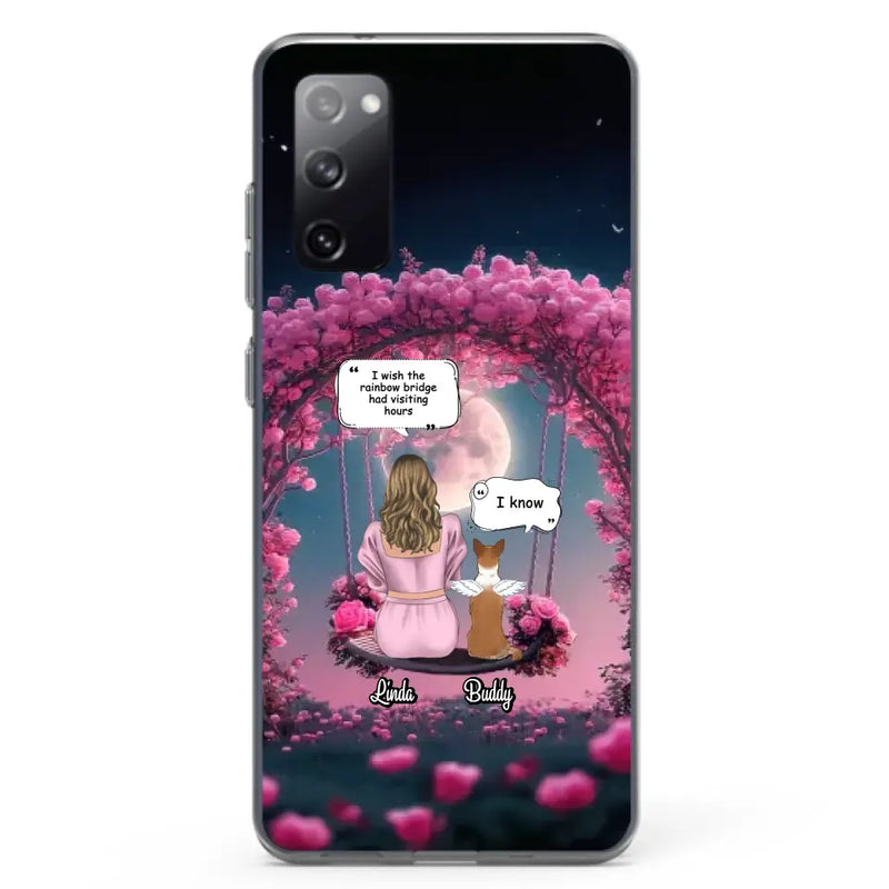 Custom Memorial Dog Mom Phone Case - Up to 4 Dogs - Memorial Gift Idea For Dog Owners - I Wish The Rainbow Bridge Had Visiting Hours - Case For iPhone/Samsung