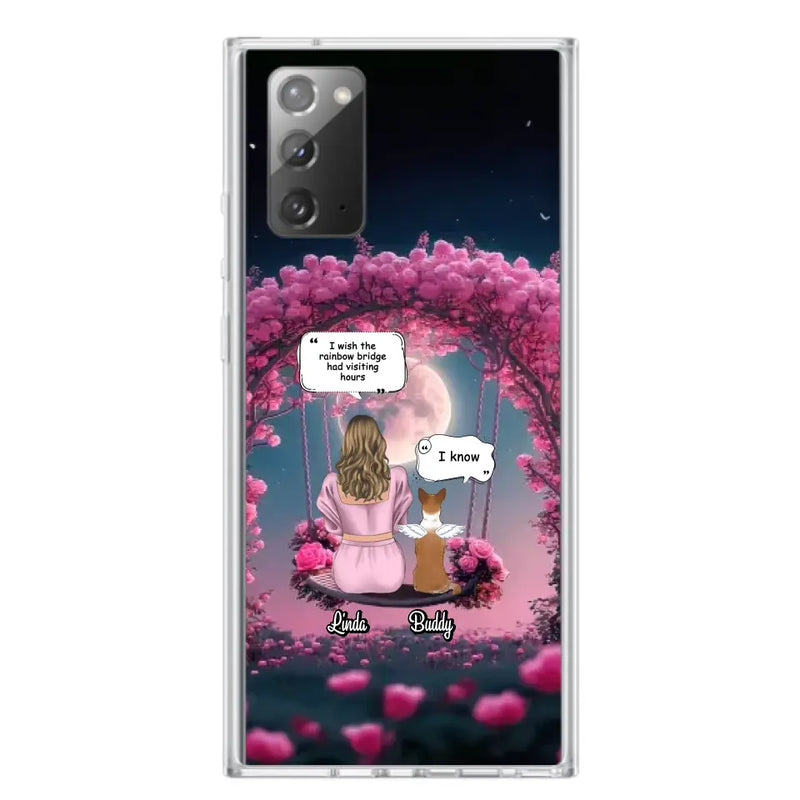 Custom Memorial Dog Mom Phone Case - Up to 4 Dogs - Memorial Gift Idea For Dog Owners - I Wish The Rainbow Bridge Had Visiting Hours - Case For iPhone/Samsung