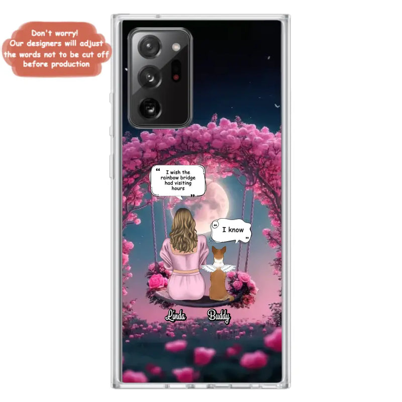Custom Memorial Dog Mom Phone Case - Up to 4 Dogs - Memorial Gift Idea For Dog Owners - I Wish The Rainbow Bridge Had Visiting Hours - Case For iPhone/Samsung