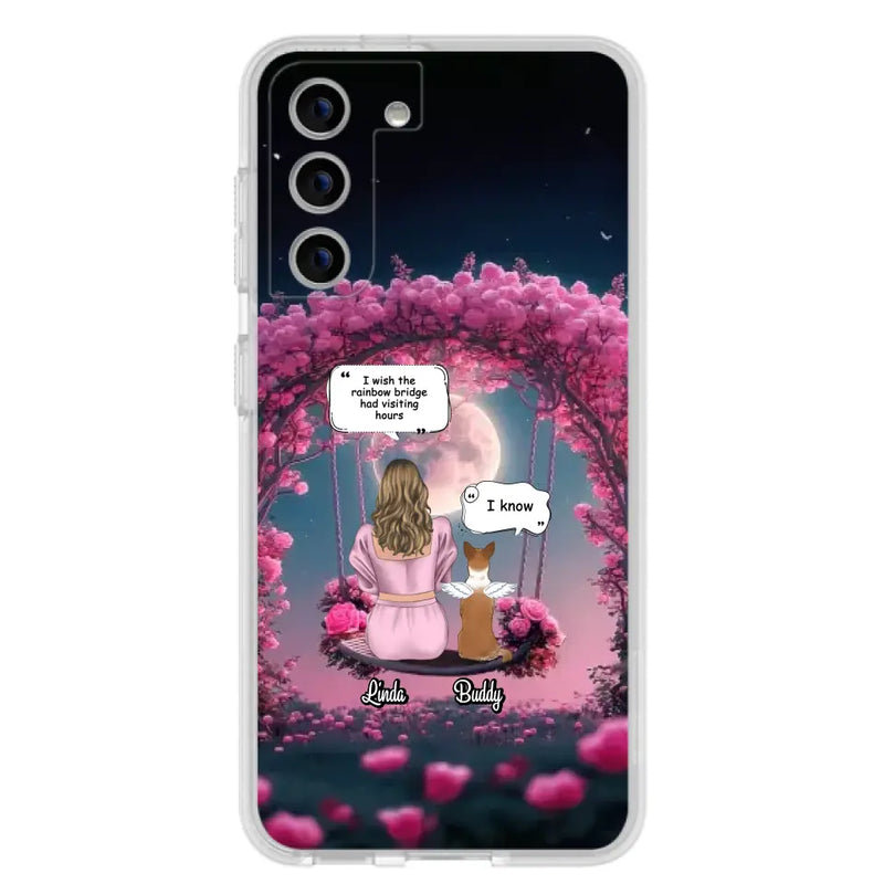 Custom Memorial Dog Mom Phone Case - Up to 4 Dogs - Memorial Gift Idea For Dog Owners - I Wish The Rainbow Bridge Had Visiting Hours - Case For iPhone/Samsung