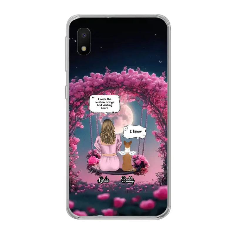 Custom Memorial Dog Mom Phone Case - Up to 4 Dogs - Memorial Gift Idea For Dog Owners - I Wish The Rainbow Bridge Had Visiting Hours - Case For iPhone/Samsung
