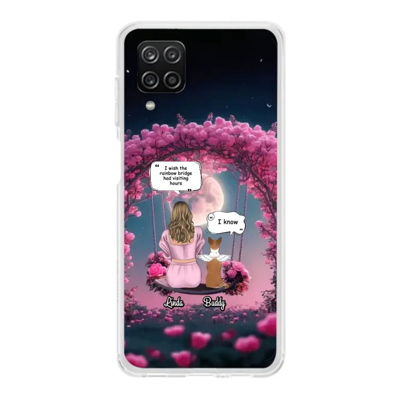 Custom Memorial Dog Mom Phone Case - Up to 4 Dogs - Memorial Gift Idea For Dog Owners - I Wish The Rainbow Bridge Had Visiting Hours - Case For iPhone/Samsung