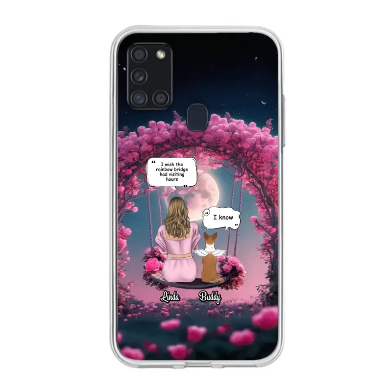 Custom Memorial Dog Mom Phone Case - Up to 4 Dogs - Memorial Gift Idea For Dog Owners - I Wish The Rainbow Bridge Had Visiting Hours - Case For iPhone/Samsung