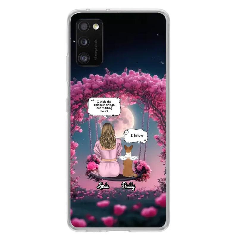 Custom Memorial Dog Mom Phone Case - Up to 4 Dogs - Memorial Gift Idea For Dog Owners - I Wish The Rainbow Bridge Had Visiting Hours - Case For iPhone/Samsung