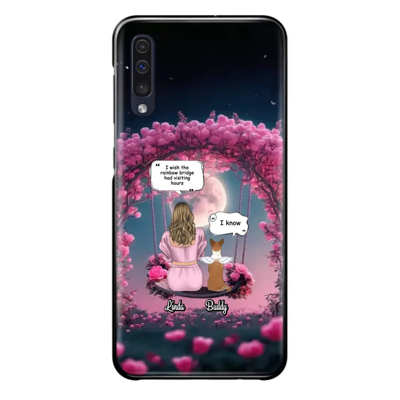 Custom Memorial Dog Mom Phone Case - Up to 4 Dogs - Memorial Gift Idea For Dog Owners - I Wish The Rainbow Bridge Had Visiting Hours - Case For iPhone/Samsung