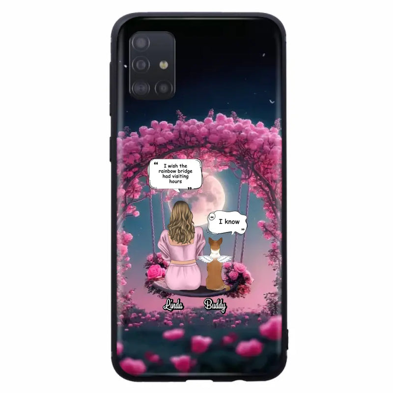 Custom Memorial Dog Mom Phone Case - Up to 4 Dogs - Memorial Gift Idea For Dog Owners - I Wish The Rainbow Bridge Had Visiting Hours - Case For iPhone/Samsung