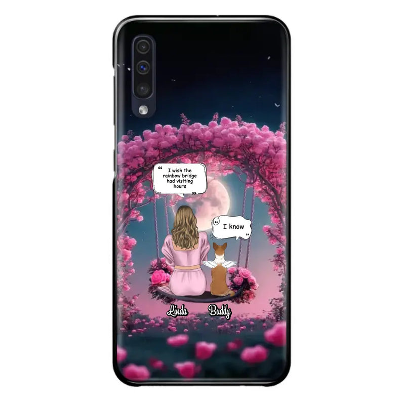 Custom Memorial Dog Mom Phone Case - Up to 4 Dogs - Memorial Gift Idea For Dog Owners - I Wish The Rainbow Bridge Had Visiting Hours - Case For iPhone/Samsung