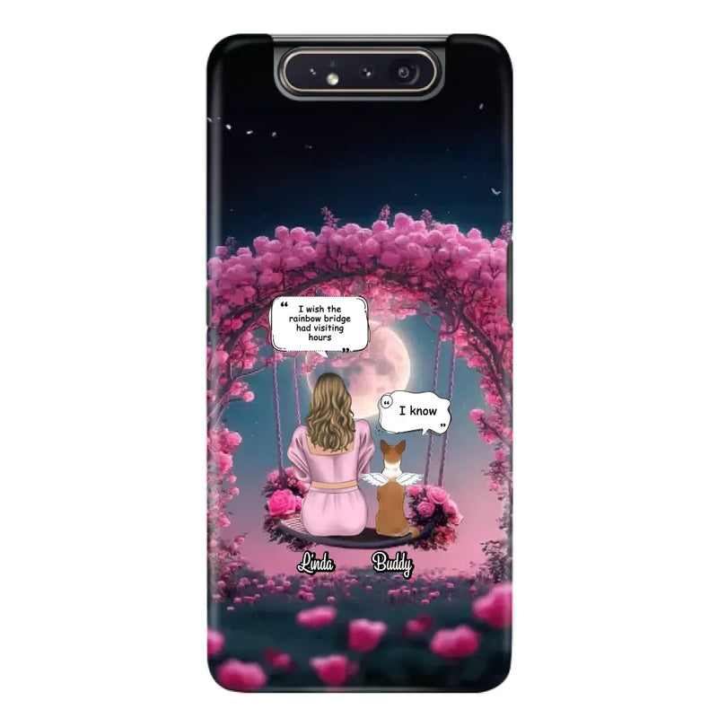 Custom Memorial Dog Mom Phone Case - Up to 4 Dogs - Memorial Gift Idea For Dog Owners - I Wish The Rainbow Bridge Had Visiting Hours - Case For iPhone/Samsung