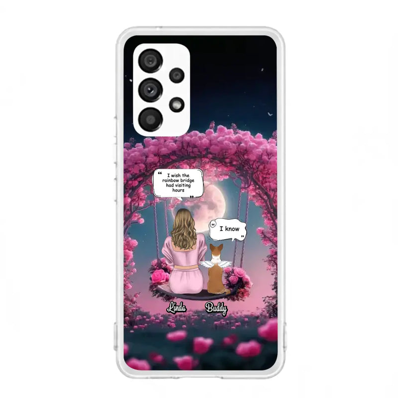 Custom Memorial Dog Mom Phone Case - Up to 4 Dogs - Memorial Gift Idea For Dog Owners - I Wish The Rainbow Bridge Had Visiting Hours - Case For iPhone/Samsung