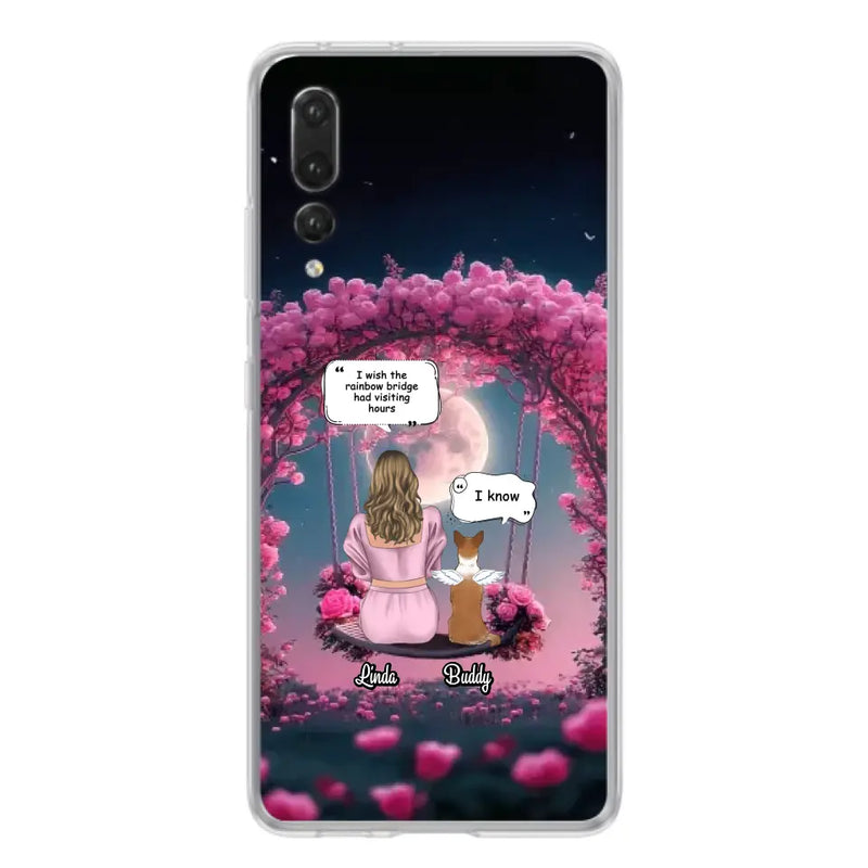 Custom Memorial Dog Mom Phone Case - Up to 4 Dogs - Memorial Gift Idea For Dog Owners - I Wish The Rainbow Bridge Had Visiting Hours - Case For Oppo/Xiaomi/Huawei