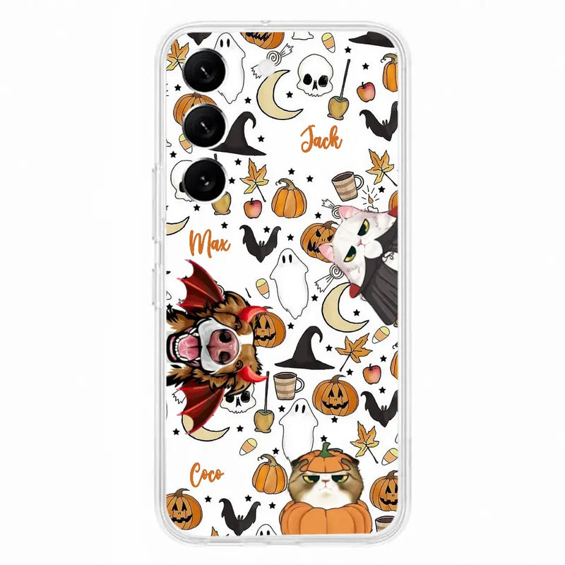 Personalized Halloween Pet Phone Case - Up to 3 Pets - Gift Idea For Dog/Cat Owners - Case for iPhone/Samsung