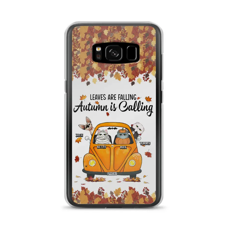 Personalized Pet Phone Case - Gift Idea For Cat/Dog Lovers - Up to 4 Pets - Case For iPhone/Samsung - Leaves Are Falling Autumn Is Calling