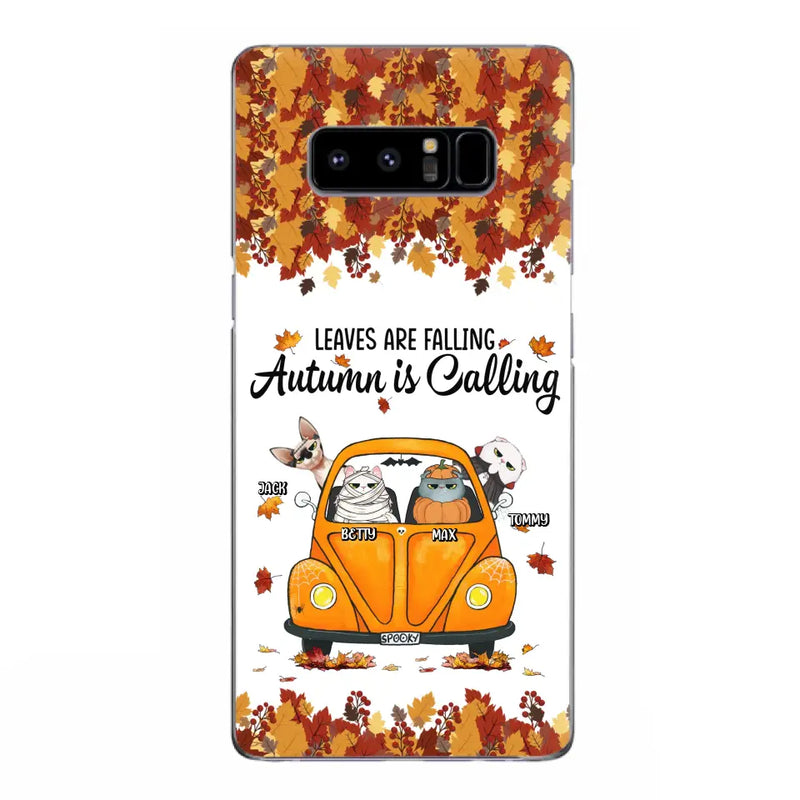 Personalized Pet Phone Case - Gift Idea For Cat/Dog Lovers - Up to 4 Pets - Case For iPhone/Samsung - Leaves Are Falling Autumn Is Calling