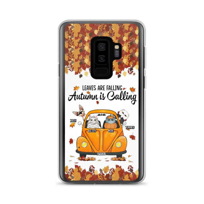 Personalized Pet Phone Case - Gift Idea For Cat/Dog Lovers - Up to 4 Pets - Case For iPhone/Samsung - Leaves Are Falling Autumn Is Calling