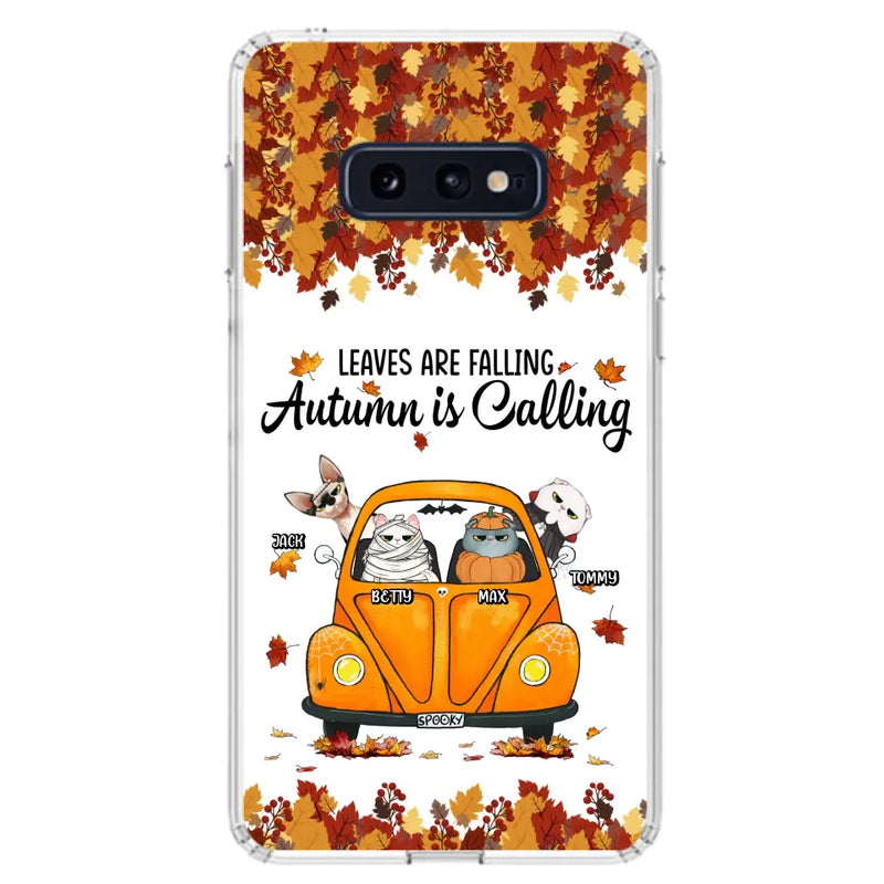 Personalized Pet Phone Case - Gift Idea For Cat/Dog Lovers - Up to 4 Pets - Case For iPhone/Samsung - Leaves Are Falling Autumn Is Calling