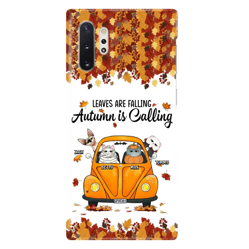 Personalized Pet Phone Case - Gift Idea For Cat/Dog Lovers - Up to 4 Pets - Case For iPhone/Samsung - Leaves Are Falling Autumn Is Calling