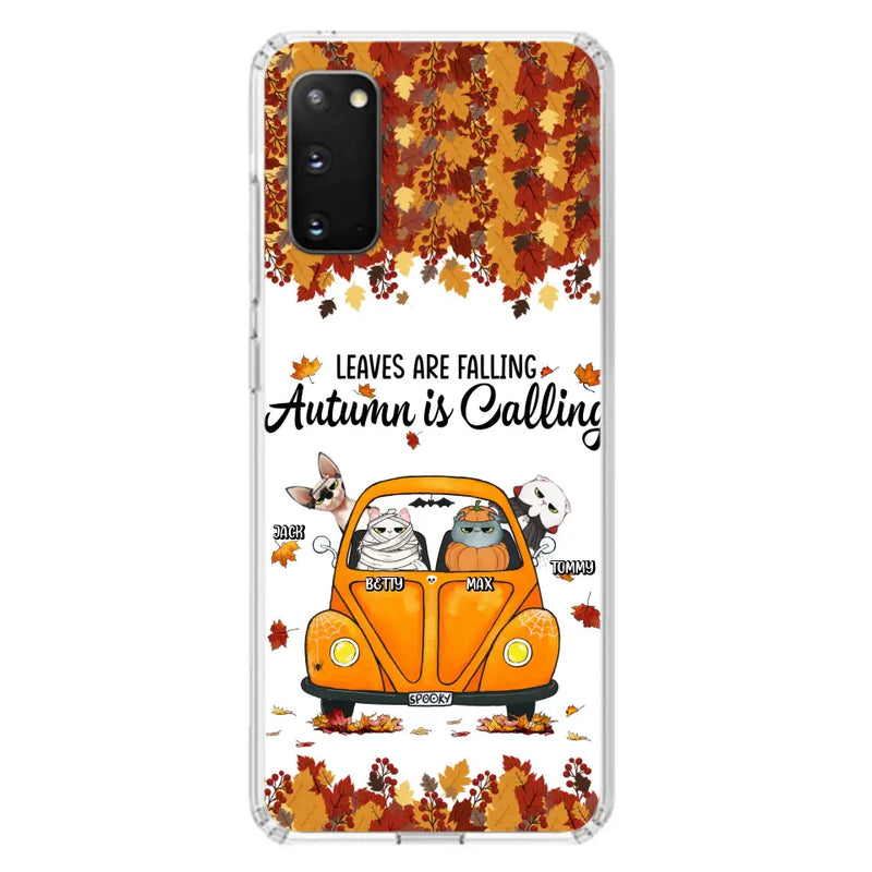 Personalized Pet Phone Case - Gift Idea For Cat/Dog Lovers - Up to 4 Pets - Case For iPhone/Samsung - Leaves Are Falling Autumn Is Calling