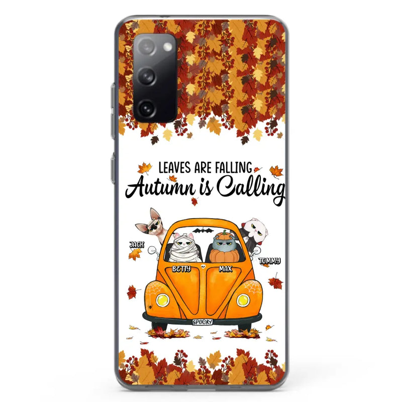 Personalized Pet Phone Case - Gift Idea For Cat/Dog Lovers - Up to 4 Pets - Case For iPhone/Samsung - Leaves Are Falling Autumn Is Calling