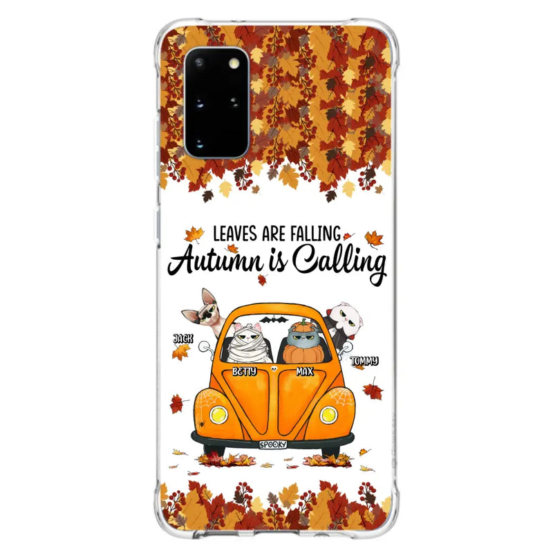Personalized Pet Phone Case - Gift Idea For Cat/Dog Lovers - Up to 4 Pets - Case For iPhone/Samsung - Leaves Are Falling Autumn Is Calling
