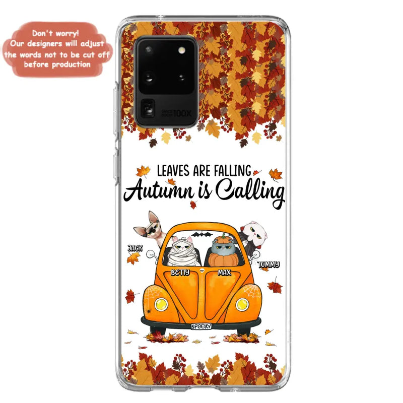 Personalized Pet Phone Case - Gift Idea For Cat/Dog Lovers - Up to 4 Pets - Case For iPhone/Samsung - Leaves Are Falling Autumn Is Calling