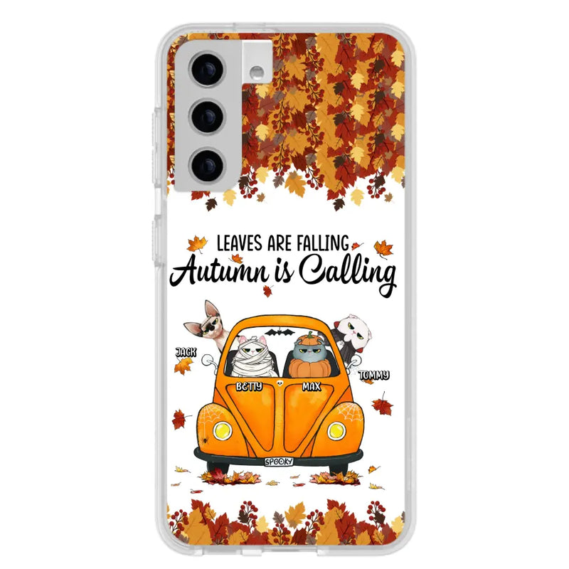 Personalized Pet Phone Case - Gift Idea For Cat/Dog Lovers - Up to 4 Pets - Case For iPhone/Samsung - Leaves Are Falling Autumn Is Calling