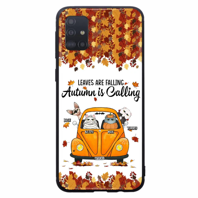 Personalized Pet Phone Case - Gift Idea For Cat/Dog Lovers - Up to 4 Pets - Case For iPhone/Samsung - Leaves Are Falling Autumn Is Calling