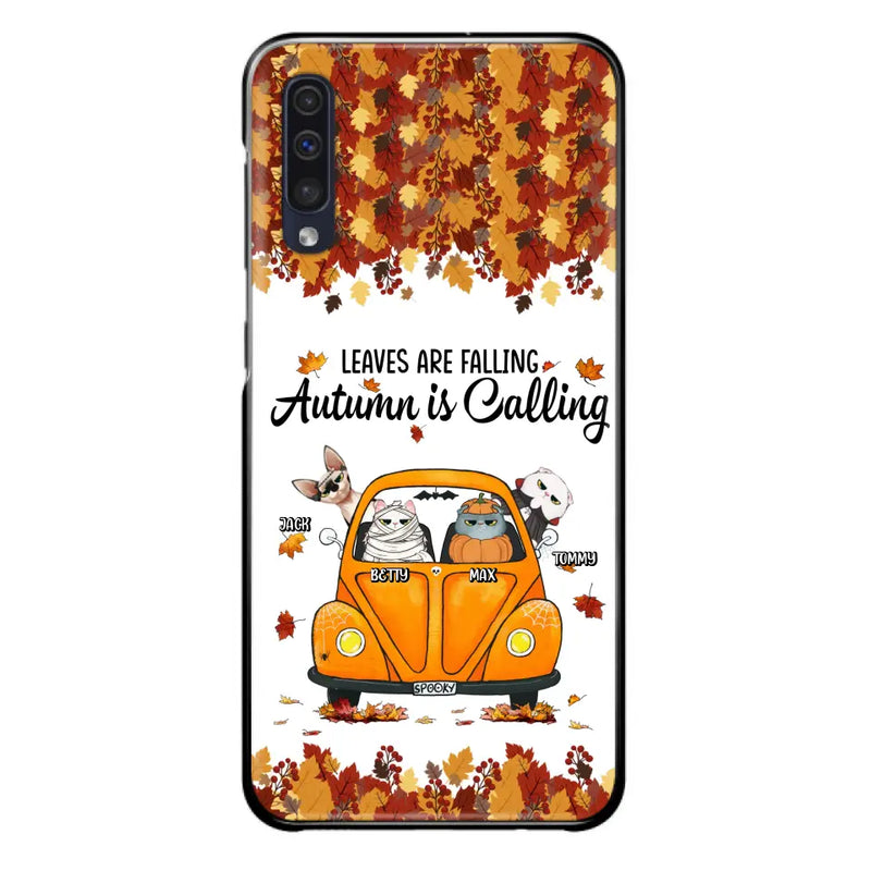 Personalized Pet Phone Case - Gift Idea For Cat/Dog Lovers - Up to 4 Pets - Case For iPhone/Samsung - Leaves Are Falling Autumn Is Calling