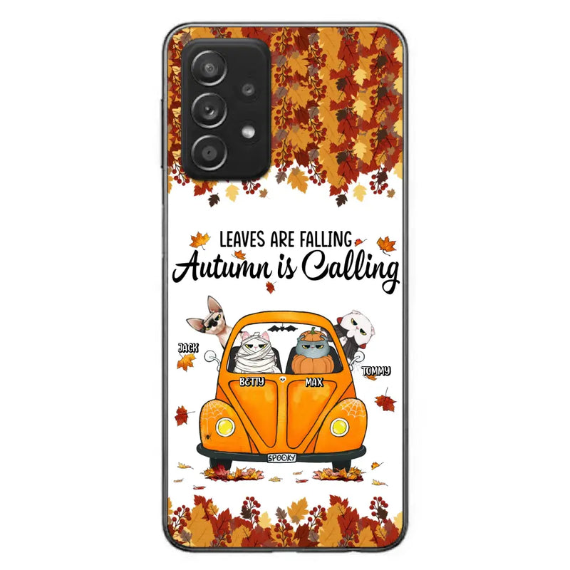 Personalized Pet Phone Case - Gift Idea For Cat/Dog Lovers - Up to 4 Pets - Case For iPhone/Samsung - Leaves Are Falling Autumn Is Calling