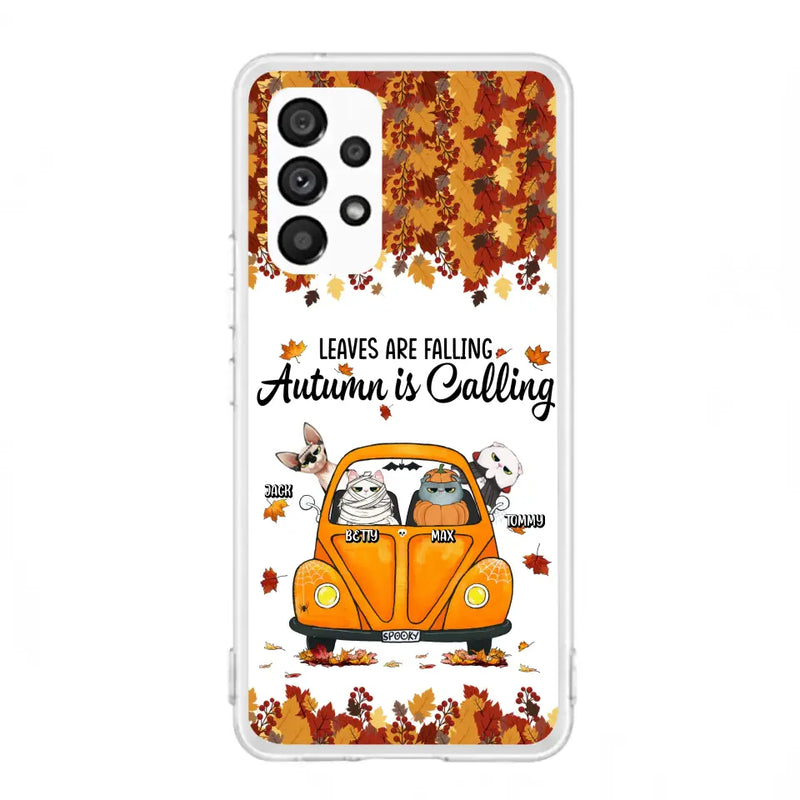 Personalized Pet Phone Case - Gift Idea For Cat/Dog Lovers - Up to 4 Pets - Case For iPhone/Samsung - Leaves Are Falling Autumn Is Calling