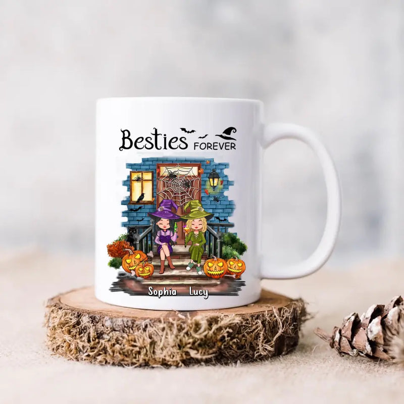 Personalized Halloween Friend Coffee Mug - Up to 5 Friends - Halloween Gift Idea for Friends/Sisters - Besties Forever