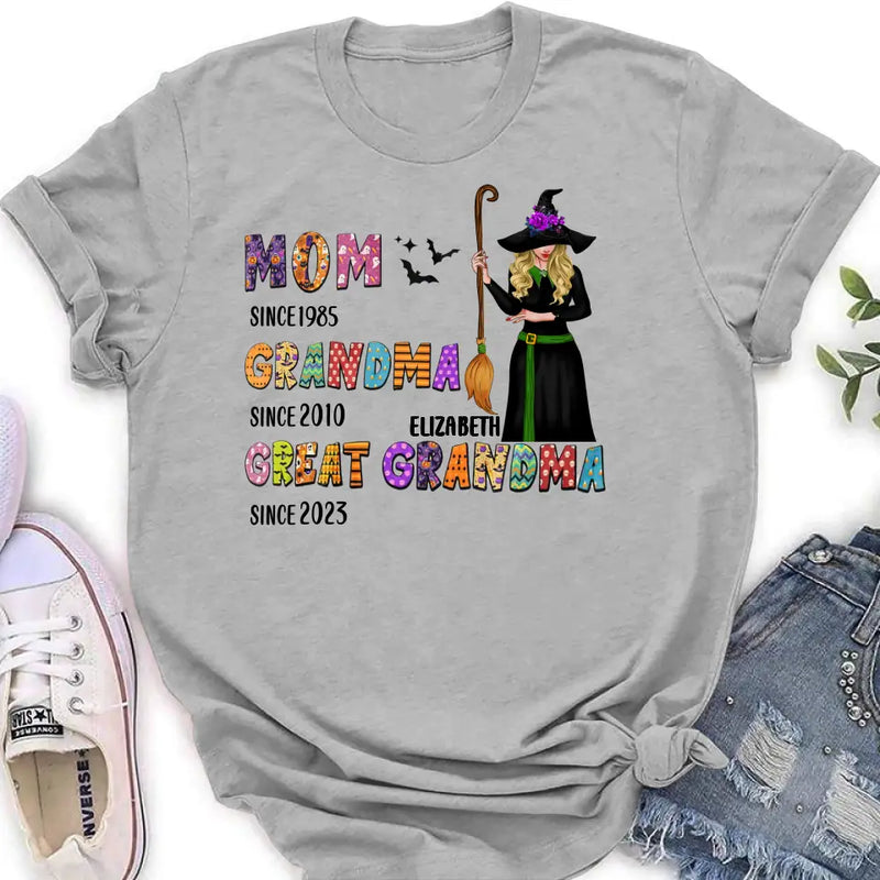 Personalized Halloween Witch Shirt/Hoodie - Gift Idea For Halloween - Mom Since 1985 Grandma Since 2010