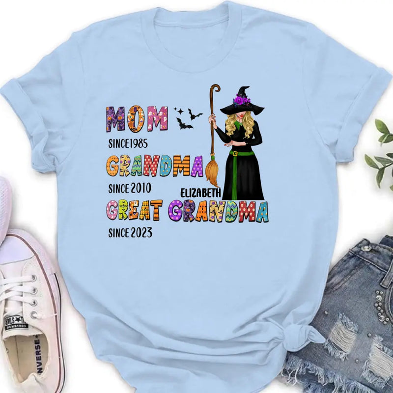 Personalized Halloween Witch Shirt/Hoodie - Gift Idea For Halloween - Mom Since 1985 Grandma Since 2010