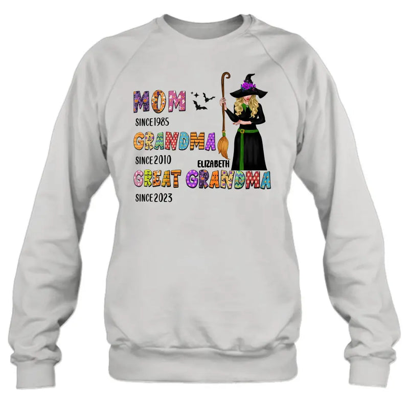 Personalized Halloween Witch Shirt/Hoodie - Gift Idea For Halloween - Mom Since 1985 Grandma Since 2010