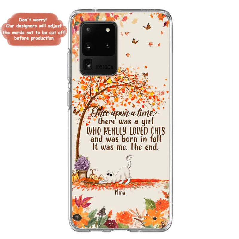 Personalized Cat & Fall Phone Case - Up to 6 Cats - Autumn Gift For Cat Lover - Once Upon A Time - Case For iPhone And Samsung