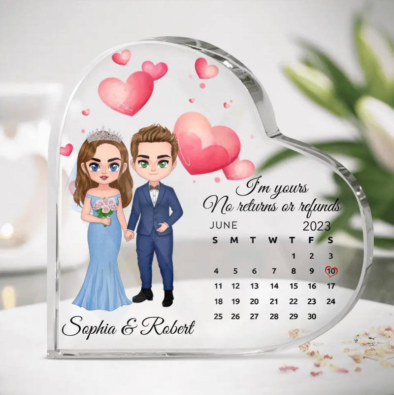 Personalized Wedding Couple Acrylic Plaque - Wedding Gift Idea for Couple/Husband & Wife - I'm Yours