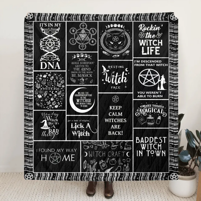 Halloween Witch Fleece Throw Blanket/Quilt - Halloween Gift Idea For Witch Lovers - Keep Calm Witches Are Black