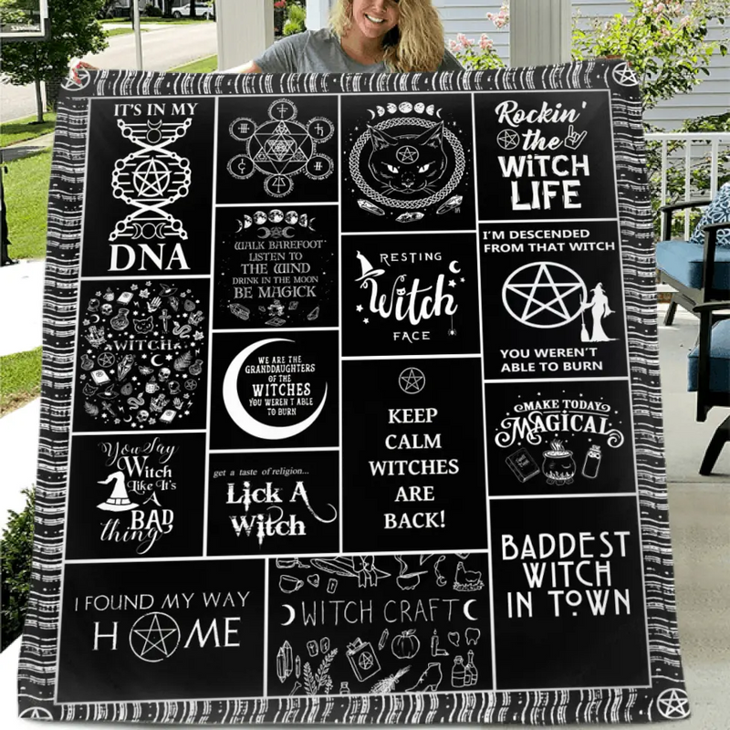 Halloween Witch Fleece Throw Blanket/Quilt - Halloween Gift Idea For Witch Lovers - Keep Calm Witches Are Black