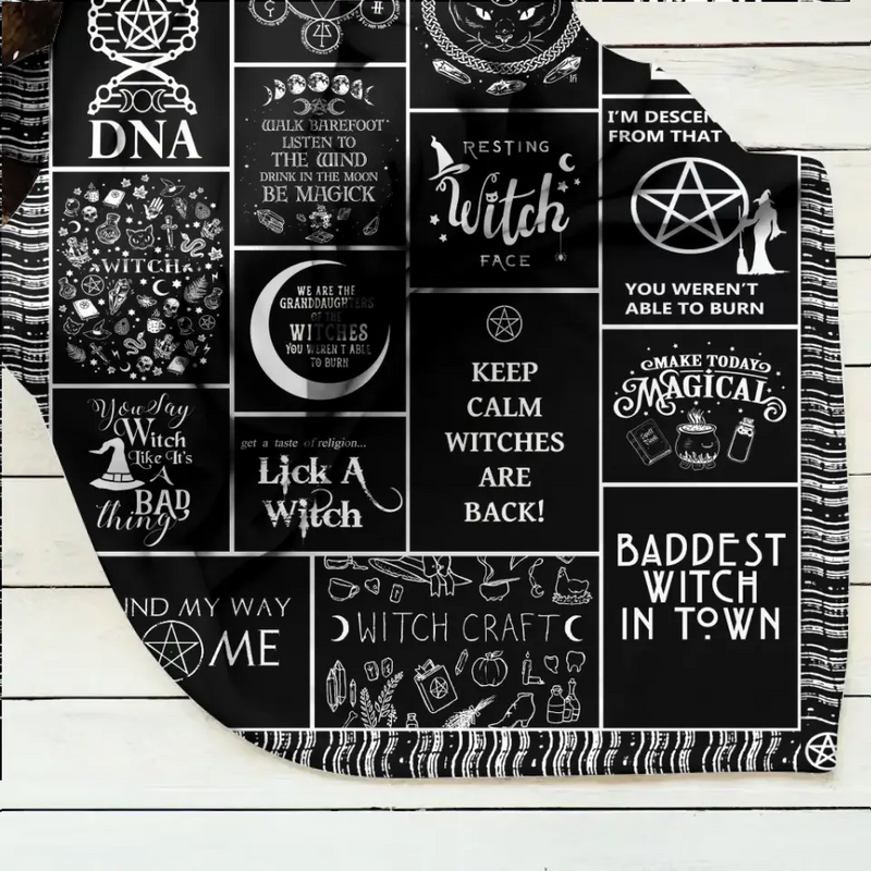 Halloween Witch Fleece Throw Blanket/Quilt - Halloween Gift Idea For Witch Lovers - Keep Calm Witches Are Black