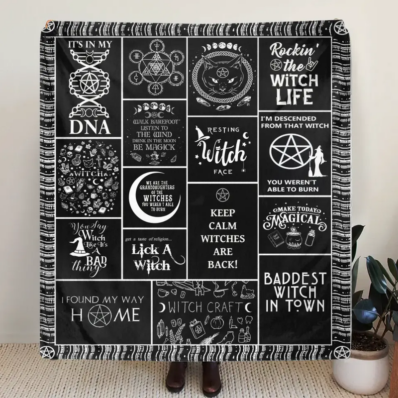 Halloween Witch Fleece Throw Blanket/Quilt - Halloween Gift Idea For Witch Lovers - Keep Calm Witches Are Black