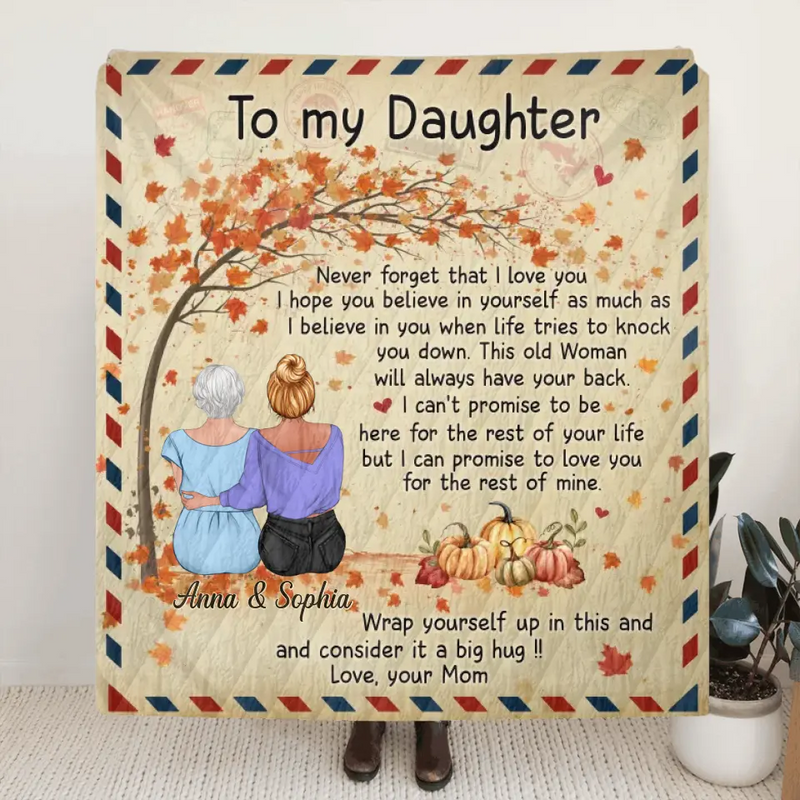 Personalized To My Daughter Fleece Throw Blanket/Quilt - Gift Idea For Daughter - Never Forget That I Love You