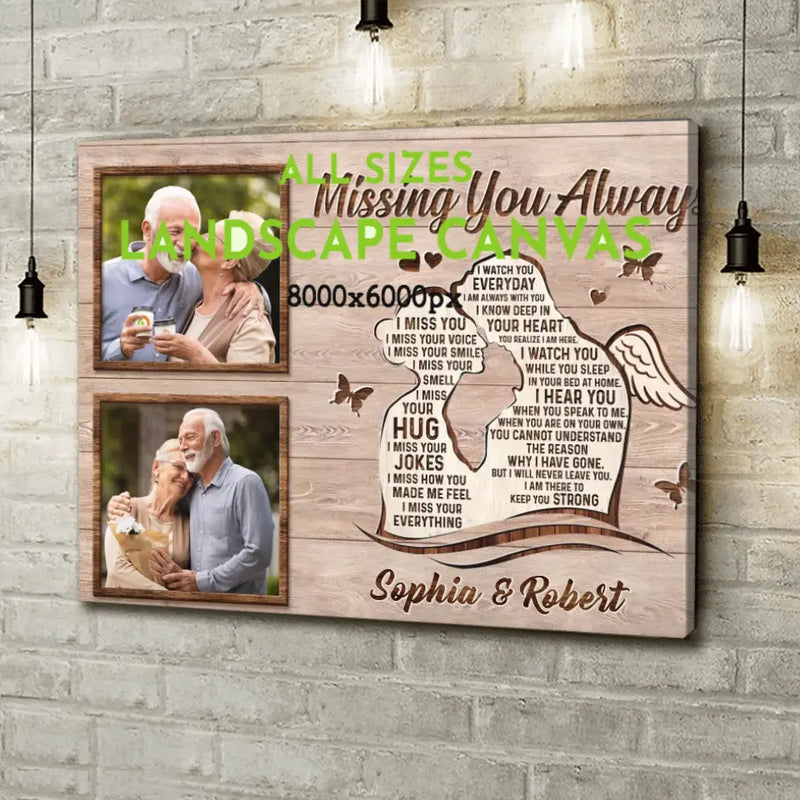 Personalized Memorial Husband Canvas - Upload Photos - Memorial Gift Idea For Loss Husband - Missing You Always